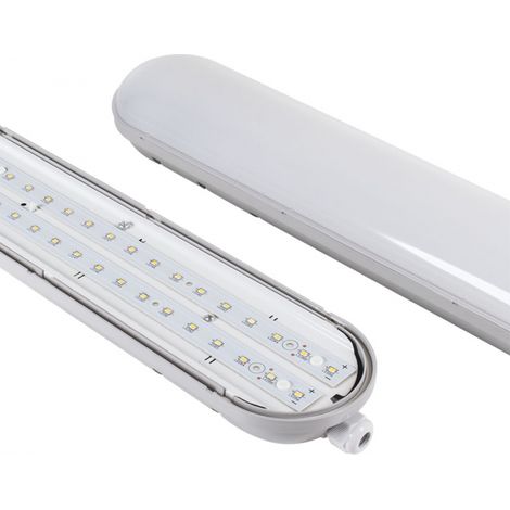 Armadura estanca linestra x2 60cm ip65 1x12w led 1200lm 6400k 130° l.60xan.7,6xal.6,7cm gris