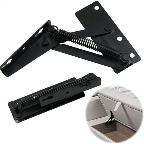 Lot de 2 charnières à ressort - Supports de rabat pour portes de placard, canapés-lits pliants, accessoires de meubles, meubles de rangement, noir (1/5)