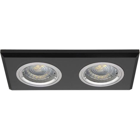 Incasso doppio per faretto rettangolare in vetro nero portafaretto luce illuminazione (1/2)