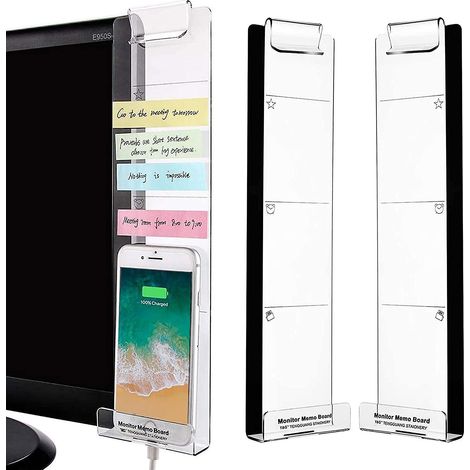Lot de 2 tableaux mémo pour écran d'ordinateur, porte-notes adhésives, porte-papier pour écran de message. (1/5)