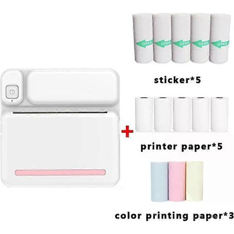 Imprimante de poche sans encre - Mini imprimante Bluetooth 200 DPI pour étudiants - Rose (1/2)