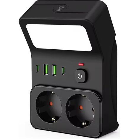 Multiprise sans fil multifonctionnelle à 2 prises avec veilleuse, conforme aux normes européennes, et convertisseur USB domestique (1/3)