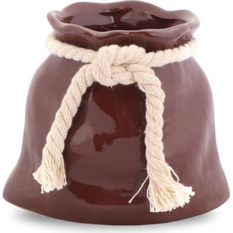 Mini vaso in ceramica a forma di borsetta - Marrone (1/2)