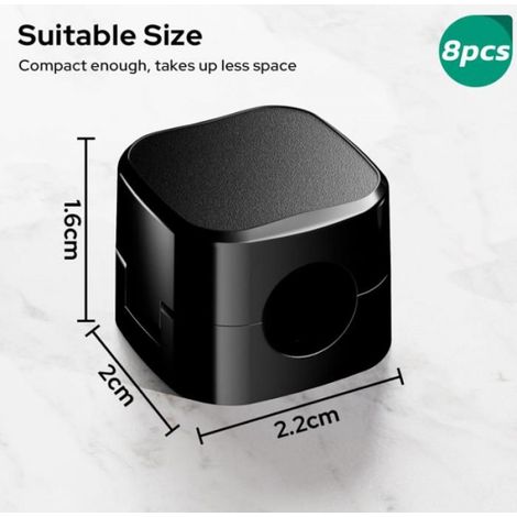 Clips Organisateur de Câble Magnétique 8 Pièces, Auto-adhésifs, Noir, pour Câbles USB et Chargement, Rangement Pratique des Câbles (1/5)