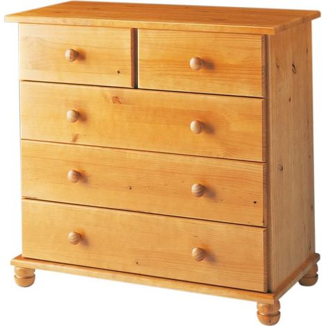 Altea Comoda 5 cajones, Pino macizo color  Miel, medidas 81x78x39 cm (Alto/Ancho/Fondo)