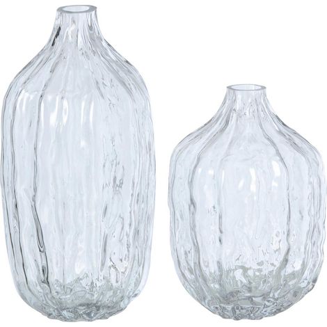 Lot de 2 Vases en Verre "Rurik" 25cm Transparent