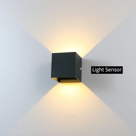 (Blanc chaud - 6 W - Gris) Applique murale extérieure avec détecteur de lumière, étanche IP65, LED, pour jardin, cour, porche, aluminium, AC90-260V (1/5)