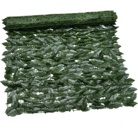 Clôture Artificielle de Feuilles de Lierre artificielles, Écran de clôture antivol de Jardin extérieu,Mur Vegetal clôtures décoratives Faux Fond d'écran d'herbe-100300CM (Feuille de pomme)