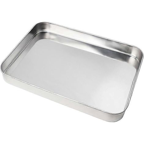 Plaque de cuisson rectangulaire en acier inoxydable de 25 cm (10 pouces) pour nouilles de riz roulées, idéale pour la cuisson à la vapeur à domicile ou au restaurant.-24.50X18.60X2.50CM-Silver