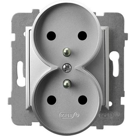 Ospel Aria silber - Doppelsteckdose (+0) für Rahmen GP-2URZ/m/18