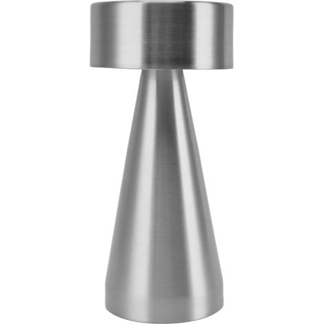 Lampe de table LED argentée, portable en métal, avec capteur tactile, 3 couleurs, gradation sans palier, lampe de chevet rechargeable. (1/5)