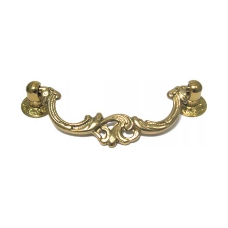 Ouvre&Déco – Poignée de meuble en laiton poli jaune 96mm – Modèle LOUIS XV – Élégance pour décoration intérieure – Largeur 106mm, hauteur 47mm