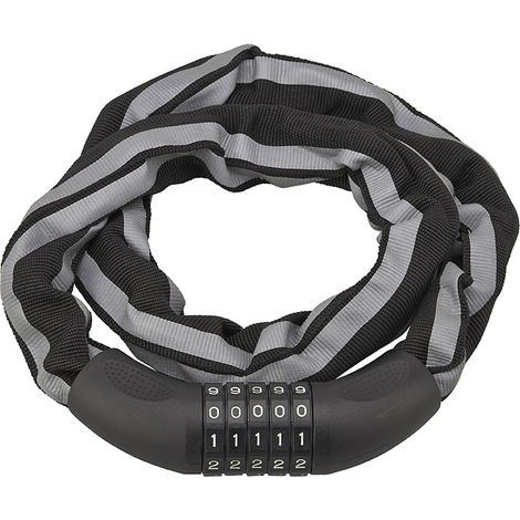 Antifurto a combinazione per motociclisti, 5 cifre, catena d'acciaio, moto, 0,9m, nero - THIRARD