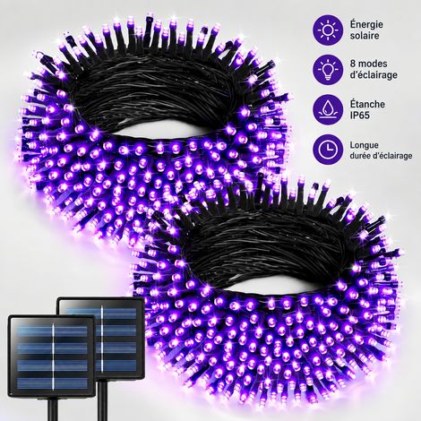 Guirlande Lumineuse LED violet, version améliorée solaire 8 modes 32 m 300 LED avec télécommande, 22 × 10 × 9 cm, 1 kg – Livraison gratuite
