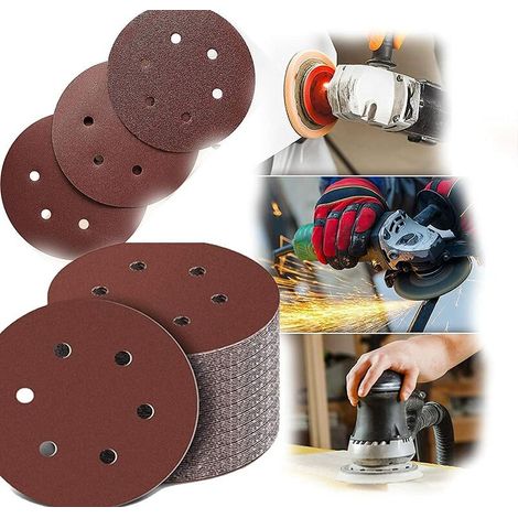 VURAHOME - Disques de Ponçage 125 mm 100Pcs Grain P100 6 Trous Disques Abrasifs Ronds Papier Abrasif for Ponceuse pour Cloisons Sèches Ponceuse Girafe THISNDE (1/5)