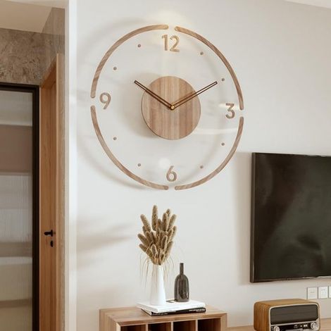 Wanduhr – Vintage-Wanduhr aus Holz – Wanduhr aus transparentem Acryl – Rund – Batteriebetriebene, geräuschlose Wanduhr – Geräuschlos – Dekorative Uhr fürs Wohnzimmer (1/4)