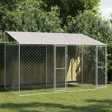 Jaula para perro Plateado 400 x 200 x 256 cm Acero Galvanizado