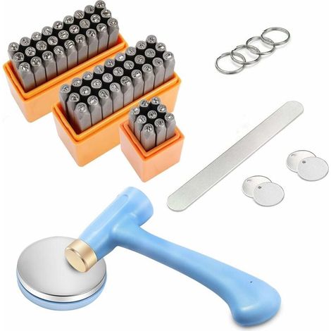 Kit d'estampage en Métal 63PCS, Ensemble de Poinçons Chiffres et Lettres 3mm, Alphabet A-Z, a-z, Chiffres 0-9 & Symboles, Estampes pour Bijoux Outils de Poinçonnage pour Métal Bois Cuir DIY (1/4)