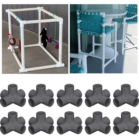 Drei- oder Fünfwege-PVC-Winkelstück, 25 mm Durchmesser, für Wasserzu- und Abwasserleitungen, verwendet für Möbel, Gewächshäuser und Zelte. Schwarz. (1/5)