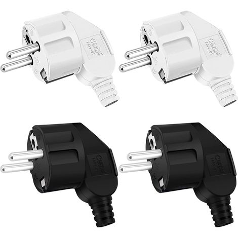 250V 4-Pack Earthed Socket, Earthed Socket, Earthed Contact Plugs, 16A/250V Earthed Contact Plugs for 8-10mm Cable, IP20 for Indoor Use, Black/White (1/5)
