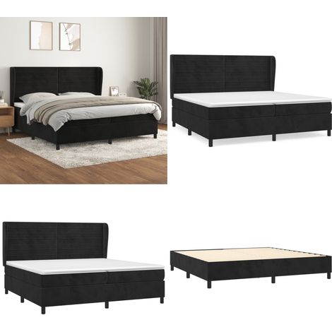 Boxspringbett mit Matratze Schwarz 200x200 cm Samt - Samtbett - Boxspringbett - Doppelbett - Luxusbett - Schlafzimmermöbel - Home & Living (1/5)