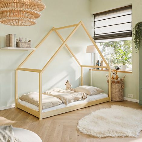 Lit cabane 90x200 sommier inclus Louisa Bois (1/3)