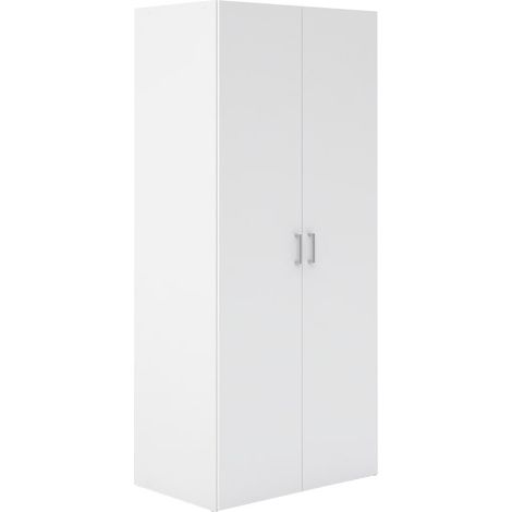 Armadio Multiuso Con 2 Ante Battenti Armadietto Design Moderno Salvaspazio Vano Con Barra Appendiabiti E Ripiani Camera Da Letto Ingresso Lavanderia 77.6 x 49.52 x 175.4 Cm Bianco (1/5)