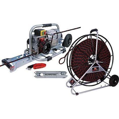 Runpotec – Treuil de traction 1500 kg – Câble 200 m 10 mm – 230V 50Hz – Vitesse 1400 tr/min – Pour chantiers humides et terrains accidentés