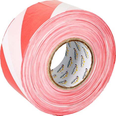 KesTek Absperrband Warnband Sicherheitsband Markierungsband 500m Rot Weiß 80mm Abrollkarton (1/4)