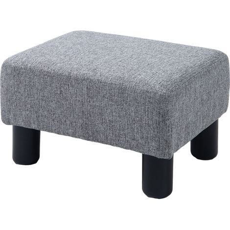 Repose-pieds, tabouret en lin, charge maximale 110 kg, 40 x 30 x 24 cm, gris (1/5)
