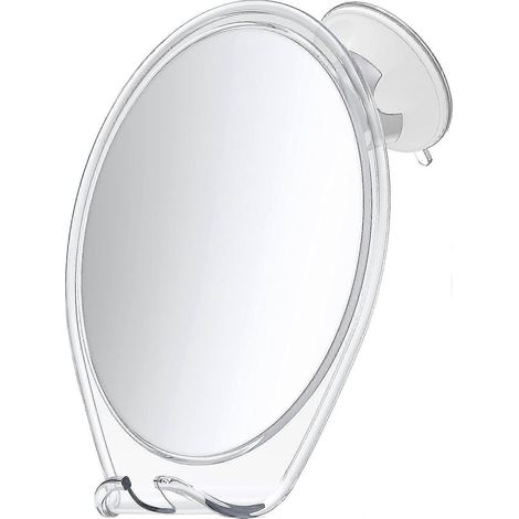 Miroir de douche anti-buée avec ventouse, support pour rasoir rotatif et de douche, miroir de salle de bain (blanc) - QJWL (1/5)