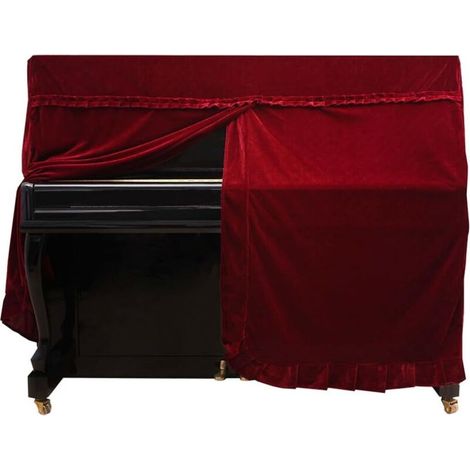 Housse de piano, housse décorée anti-poussière pour piano complet Pleuche (rouge) housse de tabouret de support, 152 x 60 x 110 cm