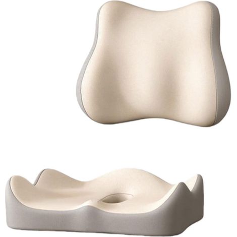 Coussin d'assise et support lombaire ergonomiques en mousse à mémoire de forme pour un confort optimal - Beige (1/5)