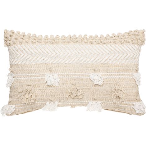 Coussin en coton beige 30x50x15cm
