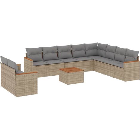 Maison Exclusive - Set de sofás de jardín 11pzas con cojines ratá (1/5)