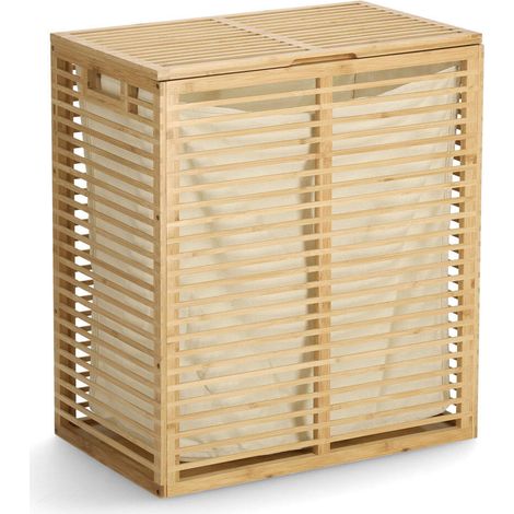 Verschließbarer Wäschekorb aus Bambus, 53,5 x 33 x 61 cm