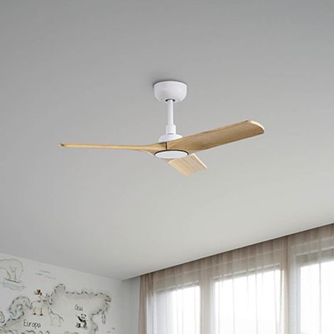 Faro Barcelona – Ventilateur de plafond blanc Ø90 cm – 3 pales en bois léger – Télécommande incluse – 6 vitesses – Pour pièces jusqu'à 13m2 – 33805 (1/8)