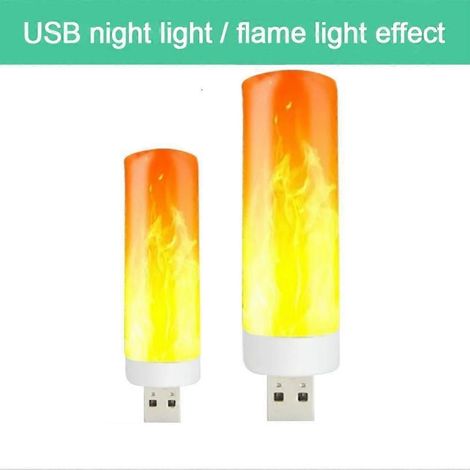 Lampe torche LED USB 5V à effet flamme pour téléphone, ordinateur portable et mobile. Petite veilleuse portable pour éclairage extérieur. (1/5)