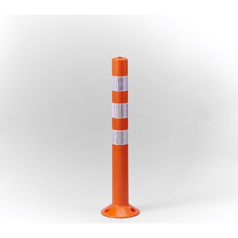 Mottez – Poteau de signalisation à fixer 80cm M015S80 – Polyuréthane orange – 3 bandes réfléchissantes – Semelle de fixation renforcée (1/4)