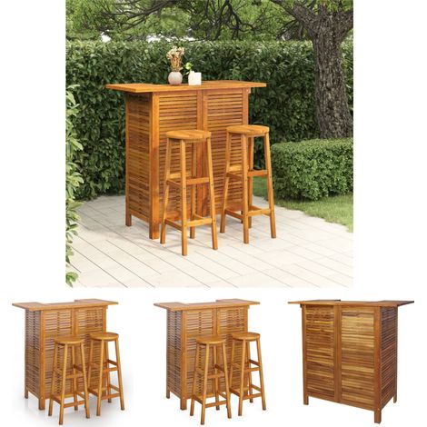 The Living Store -  3-tlg. Gartenbar-Set Massivholz Akazie (1/5)