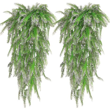 2 Pices , Blanc Vert , Fougre Artificielle Plante Fausse Plantes Deco Plante Artificielle Exterieur Pour Clbration, Mariage, Cuisine, Jardin, Bure (1/5)
