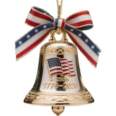 Ornement cloche 250e des États-Unis Pendentif cloche suspendue 250e Ornements Patriotiques En Métal Sapin, Cheminée, Fenêtre, Maison, Fête (1/5)