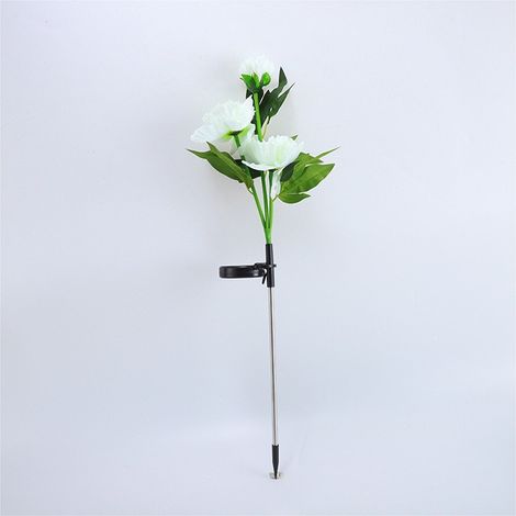 Lampe solaire LED imitation pivoine blanche à 3 têtes, étanche IP65, lampe de décoration de jardin style campagnard A7 (1/4)
