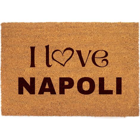Lupia - Zerbino in fibra di cocco Naturale stampato 40x60 cm I LOVE NAPOLI