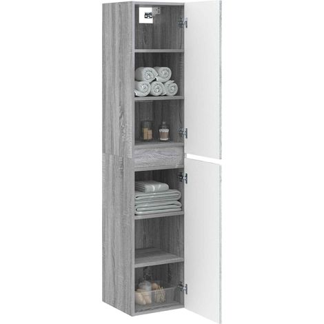 vidaXL Wall-mounted Bathroom Cabinet Grey Sonoma 33 x 34.5 x 160 cm