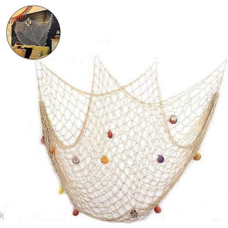 Filet de pêche décoratif en coquillages de style méditerranéen, accessoire photo rétro, décoration murale YMJJ (1/5)