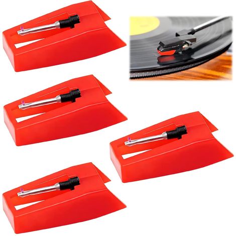 4PCS Aiguilles de Remplacement Universelles pour Tourne-Disque,Stylets de Remplacement en Diamant pour Platine Vinyle Stylets de Remplacement pour Platine Vinyle (1/5)