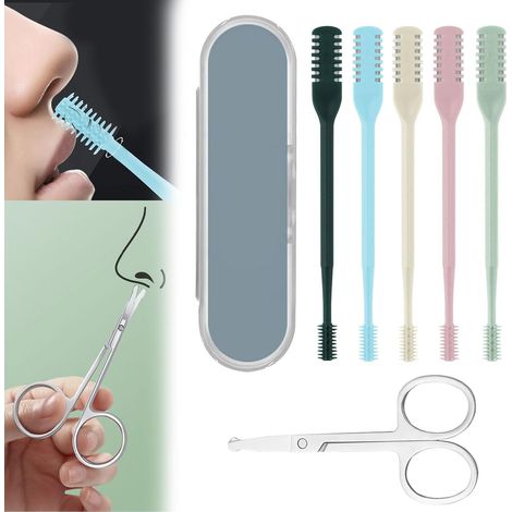 Tondeuse à poils de nez, 6 pièces 2 en 1, outil d'épilation des narines, double face, rotation à 360 ° manuelle (1/5)