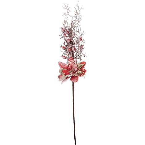 Branche Décorative de Noël en Plastique Rouge pour Vase et Intérieur 11 x 6 x 60 cm - PANGIVO