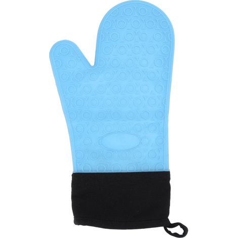 Gants de cuisine en silicone résistants à la chaleur, anti-dérapants pour four et pâtisserie, 2 doigts longs bleus (1/5)